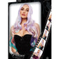 Product packaging for a wig with a model and brand name on a white background