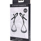 Packaging of Sportsheets Velvet Noir tuggable nipple clamps on a white background
