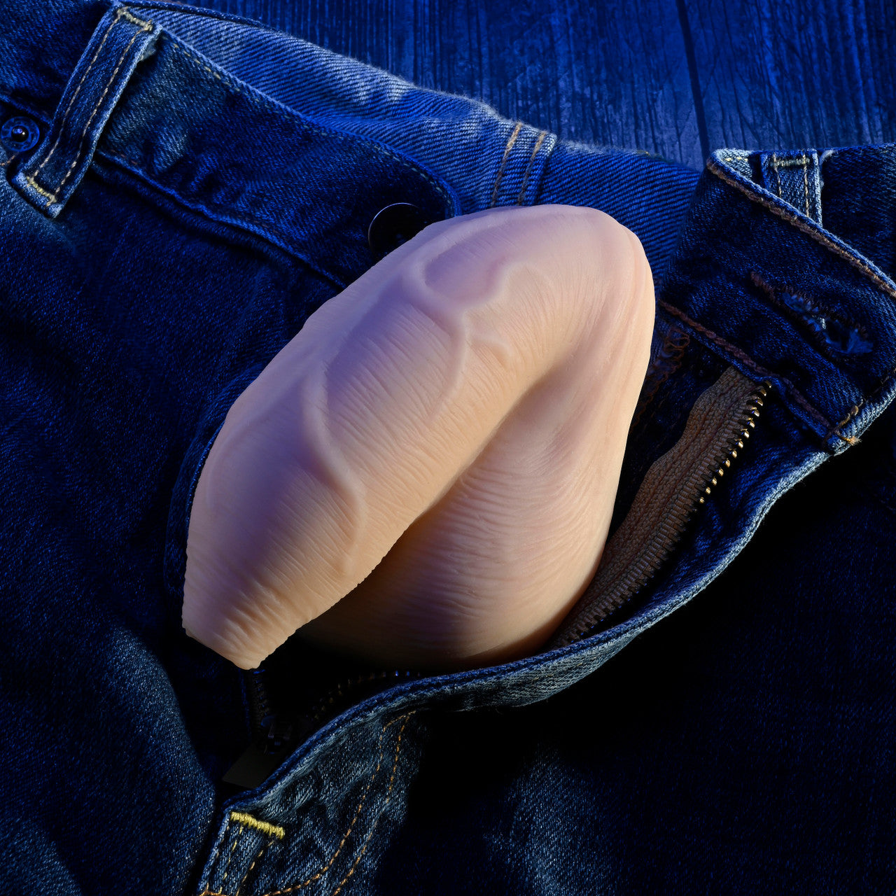 Light silicone packer in a blue denim pocket