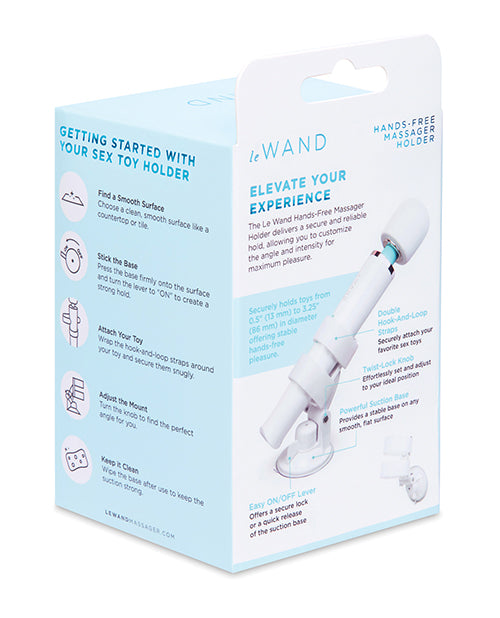 Sex toy holder packaging with text and product illustration on a white background