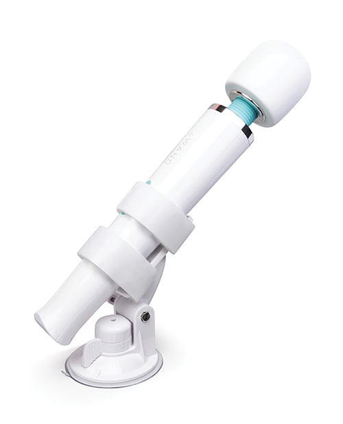 White adjustable stand with a suction cup on a white background