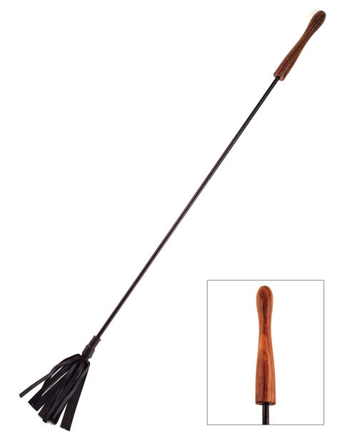 Rouge Leather Riding Crop With Wooden Handle