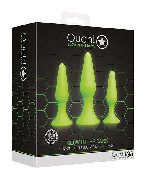 Shots Ouch Glow In The Dark Butt Plug Set