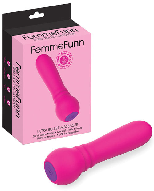 A person holding a pink, bullet-shaped vibrator against their skin.